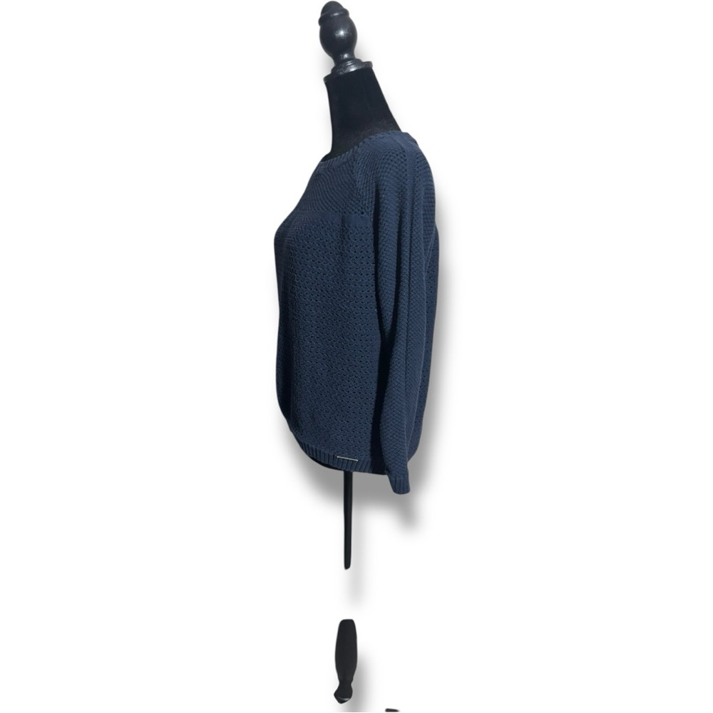 Michael Kors Knit 3/4 Sleeve Lightweight Cotton Comfy Classic Navy Blue Sweater - Picture 3 of 16